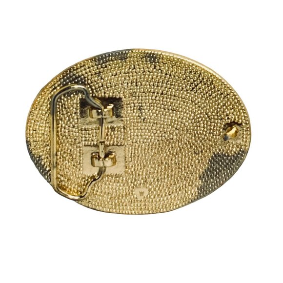 John Deere Silver Tone, Gold Tone & Enamel 2 Cylinder Tractor Belt Buckle (5429) - Picture 3 of 3